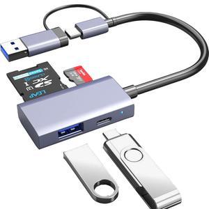 [미국배송] [미국배송] USB C 3.0 SD 카드 리더 4 IN 1 메모리 /TF 리더가 있는 A&C 허브 OTG PC 노트북 애플호환 PRO /AIR 아이폰호환 15 IMAC PRO SURFACE와 호환되는 포트