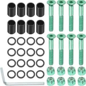 파티킬 스케이트보드 하드웨어 키트 책상 장착 나사 액슬 너트 육각 키 세트 트럭 휠용 와셔 스페이서 포함
