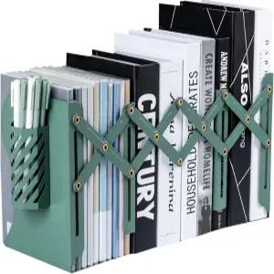 Hmseng 책 끝 선반용 조절 가능한 책꽂이 사무실 종이용 책상 잡지 파일 정리함 최대 19인치까지 확장