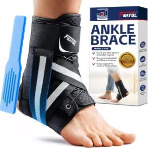 삔 발목을 위한 FEATOL 발목 보호대 탈부착 가능한 측면 부목 2개가 있는 여성 남성용 조절 가능하고