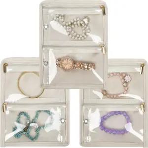 링링고 여행용 주얼리 정리함 케이스 작은 가방 24개의 투명 지퍼 벨벳 파우치가 포함된 바인더 (내부