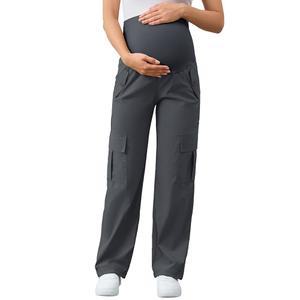 앰포시 여성용 임산부 카고 팬츠 6포켓 퀵 드라이 임신 등산 바지