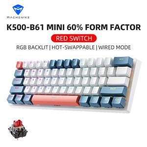 Ma K500 B61 미니 기계식 키보드 60 폼 팩터 61 키 게임용 유선 풀 핫 스왑 가능 RGB 백라이트