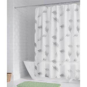 12개의 플라스틱 후크가 있는 SUJAYU 샤워 커튼 라이너, 샤워실 및 욕조용 72x72 인치 욕실 라이너 세트(회색 잎)