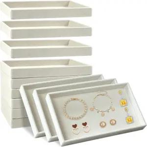 12팩 벨벳 주얼리 트레이 8.3x5x1 인치 프리미엄 스태커블 서랍 정리함 삽입물 목걸이 귀걸이 반지 팔찌용