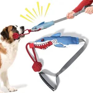 삐걱거리는 강아지 당기는 장난감 인터랙티브 개 소음을 내는 플러시 로프 매듭 반려동물 상어 에너지