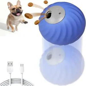 펫보비 인터랙티브 도그볼 간식 디스펜서용 USB 충전식 무빙 도그 토이 2.87인치 블루 워셔블 TPU 퍼즐볼