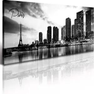 DJSYLIFE 파리 에펠탑 스카이라인 월 아트 흑백 현대 도시 야경 풍경 그림 캔버스 프린트 사무실 홈