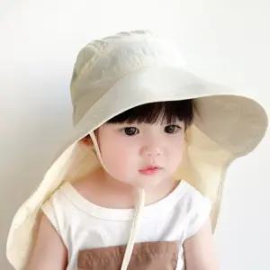 뒷목 키즈 챙 방수 유아 라운드 여아 플랩캡 해변 어린이 빅챙 모자 남아 보호 아동 물놀이
