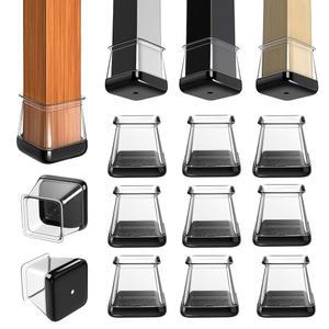 카펫용 의자 다리 슬라이더 28개, 사각 바닥 보호대 글라이드, 실리콘 가구 캡, 카펫 테이블 피트 테플론 커버 패드(적합: 1-1/8인치 ~ 1-1/2인치)