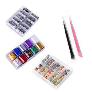 네일아트 매직 메탈 필름 10p 세트 20종+꾹꾹이 핀셋 네일아트재료 네일아트용품 네일 셀프네일아트