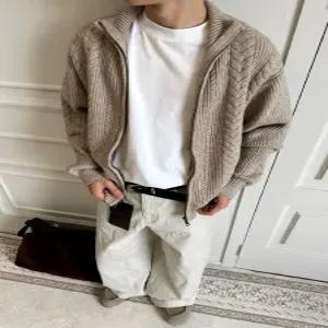 남친 카키 니트 가을 빈티지 프린지 집업 카디건 출근룩 인기3