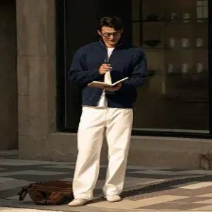 남친 니트 빈티지 가을 집업 스웨터 더블 니들 올드머니 출근룩 하이넥 카디건 인기3