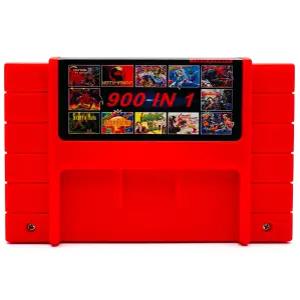 SNES 슈퍼 닌텐도 16비트 게임 콘솔용 레트로테크 900 인 1 카트리지 - 빨간색