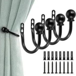 썸나콘 4종 장식 커튼 홀드백 세트 침실용 벽걸이 알루미늄 합금 창문 드레이퍼 타이백 거실 사무실 나사