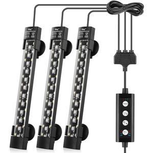 하이거 듀얼 채널 컨트롤러 잠수식 수족관 LED 조명, 24/7 모드 풀 스펙트럼 숨겨진 어항 3열 비드 7가지 색상 자동 켜짐, 타이머 밝기 조절 가능 (3)