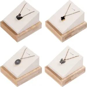 카워드 4Pcs 대나무 목걸이 홀더 정리함 펜던트 주얼리 디스패일 스탠드 가정용 침실 서랍용 팬던트 랙