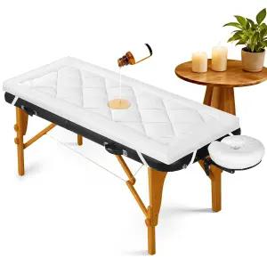 3인치 플러시 래쉬 침대 토퍼 세트 - 방수 마사지 테이블 포근한 베개 탑 매트리스 에스테틱 아티스트를