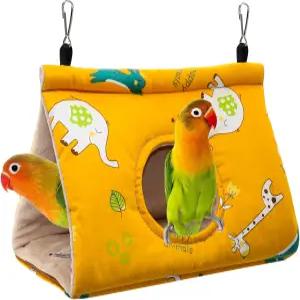 라이펫 겨울 따뜻한 새 둥지 집 - 매달린 해먹 벨벳 헛간 우리 플러시 플러피 은신처 잠자리 퍼지 앵무새