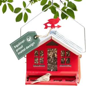 페키펫 다람쥐-비곤 II 컨트리 하우스 새 모이통과 웨더밴 - 8파운드 씨앗 용량 야외용 다람쥐 방지 야생