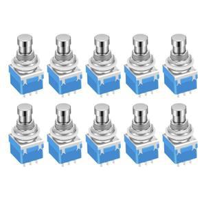 10PCS 3PDT 기타 효과 스톰프 스위치 풋 9핀 래칭 푸시 버튼 ON-ON 납땜 터미널 포함