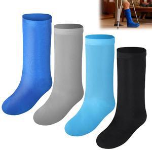 Wopgrty 4개 다리 깁스 커버, 중간 짧은 양말, 보호대, 무릎 아래 발 남성 여성에게 적합 (블랙, 그레이, 블루, 라이트 블루)