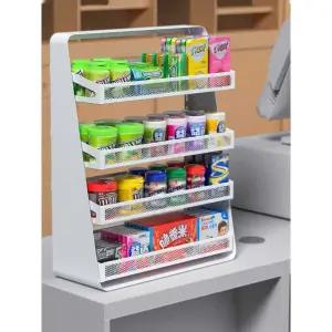 계산대 선반 펜트리 약국 진열장 곤도라 랙 슈퍼 단 화장품 과자 하얀3겹40x15x50cm
