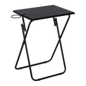 LOFTTEY TV 트레이 테이블, 접이식 디너 거실용 휴대용 소파에서 식사할 수 있는 헤비 듀티 사이드 블랙