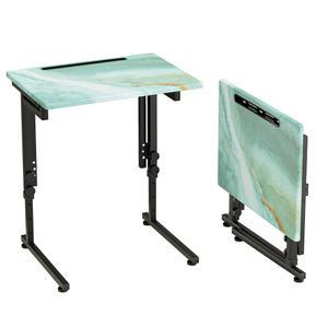 플리데이 접이식 TV 트레이 테이블, 튼튼한 MDF 상판이 있는 조절 가능한 디너 조립이 필요 없는 거실용 트레이(씨 블루)