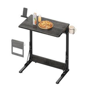 테이텁 24인치 접이식 TV 트레이 테이블, 소파용 C자형 엔드 컵 홀더가 있는 디너 트레이, 거실 침실용 소형 소파형 노트북 책상, 다크 그레이