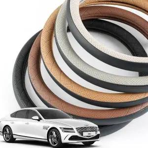 차량용품 제네시스 핸들커버 퀄팅라인 블랙 원형