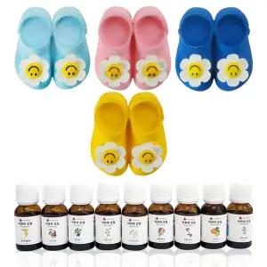 [본체+오일+선물포장] 바오밥 차량용 플라워 석고 방향제 슬리퍼 디퓨저 리필 오일 아로마 향기