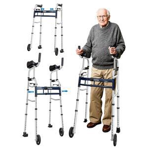 좁은 보행기 접이식 업라이트 워커 - 탈착식 팔걸이, 450LBS 헤비 듀티, 폭 및 높이 조절 가능한 노인, 장애인, 비만 환자용