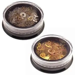 2박스 스팀 펑크 기어 휠 네일 스터드 아트 메탈 초박형 3D 시퀀 스티커 빈티지 DIY 매니큐어 장식 혼합