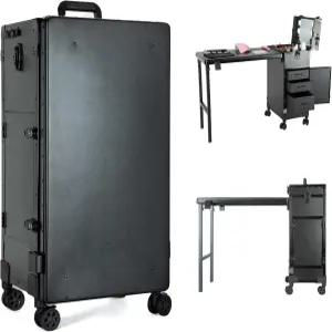 바퀴가 달린 카주루이 휴대용 접이식 네일 테이블 ？ 홈 앤 살롱용 롤링 메이크업 케이스 테크니션 및 DIY