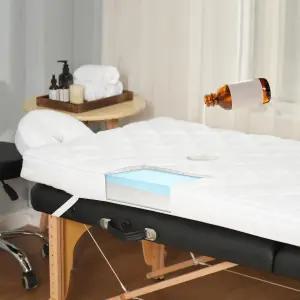 3.2인치 래시 침대 토퍼 세트 젤 메모리 폼 마사지 방수 플러피 베개 커버 스파 에스테틱 왁스 화이트