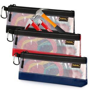 투명 공구 파우치, 14인치 길이의 가방, 작은 지퍼 상자 정리 및 보관용 파우치 남녀용 튼튼한 3팩