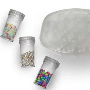 부품박스 투명원통형 부자재통 샘플통 수납박스