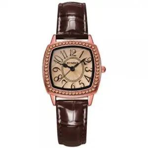 bns 스타일리쉬 레트로 가죽 다이얼 엣지 스퀘어 아날로그 밴드 정장 패션 여성 손목시계