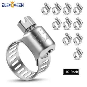 호환  스테인레스 스틸 드라이브 호스 클램프 6-12mm 모든 스틸 트라이 클램프 조정 호스 파이프 클립 웜기