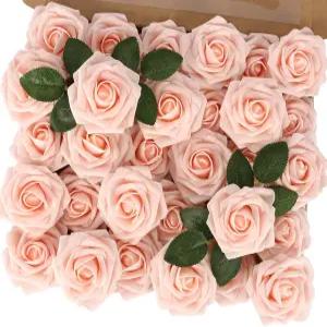 DIY 웨딩 부케 테이블 중앙 조각 브라이덜 샤워 파티 홈 봄 어머니의 날 장식을 위한 30PCS 인조 장미 꽃