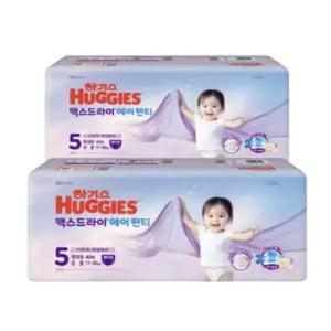 하기스 맥스드라이 에어팬티, 5단계 공용, 40매, 2팩 80매