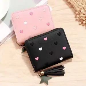 컬러풀 하트패턴 동전 카드지갑 지퍼포켓 테슬고리 20대카드지갑 카드지갑목걸이