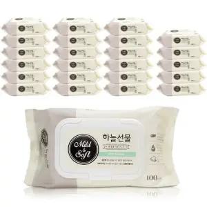 하늘선물 물티슈 캡형100매 24개 휴대형 아기