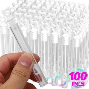 10/100Pcs 거품 비누 병 심장 지팡이 빈 튜브 아이 생일 파티는 게스트 베이비 샤워 장식 장난감 결혼 선물