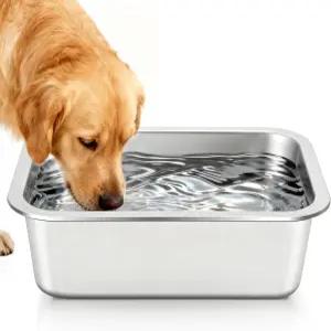 스테인리스강 개밥 1.25갤런 - 대형 금속 애완동물 사료 및 물그릇 X-대형 개와 고양이를 위한 노스필