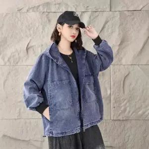 밴널스샵 가을 빈티지 캐주얼 여성용 청 눈꽃 코트 볶음 포켓 빅사이즈 컬러 재킷 상의 멀티 HO3