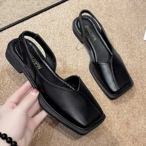 여자 원피스 치마 구두 슬링백 검정 플랫 슈즈 코디 tHs7+3xsi