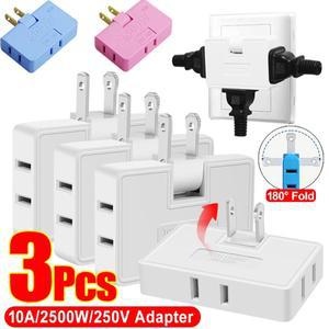 휴대용 접이식 익스텐션 여행용 컨버터 소켓  3 웨이 플랫 플러그 어댑터  전원 벽 미국 1-3 개