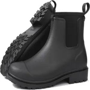 DKSUKO 여성용 데크 부츠 방수 발목 레인 미끄럼 방지 고무 낚시 보트 원예 농업용 야외 작업화